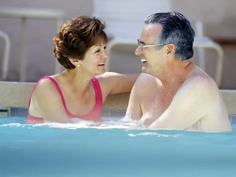 Relax in our heated saltwater pool-spa.